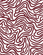 Dark Red Wavy Maze Lines Rug