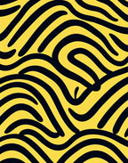 Bold Yellow Black Organic Waves Rug