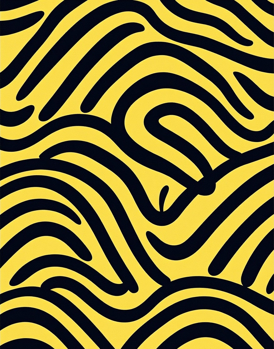 Bold Yellow Black Organic Waves Rug
