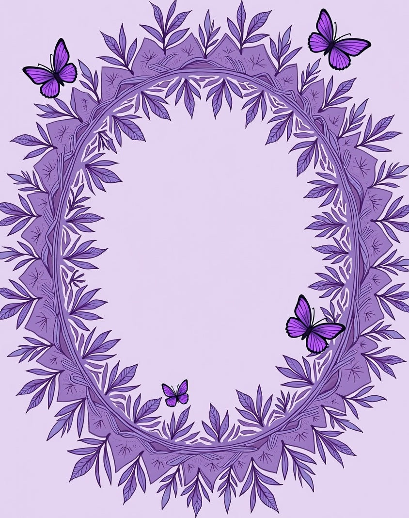 Purple Butterfly Leaf Mandala Rug