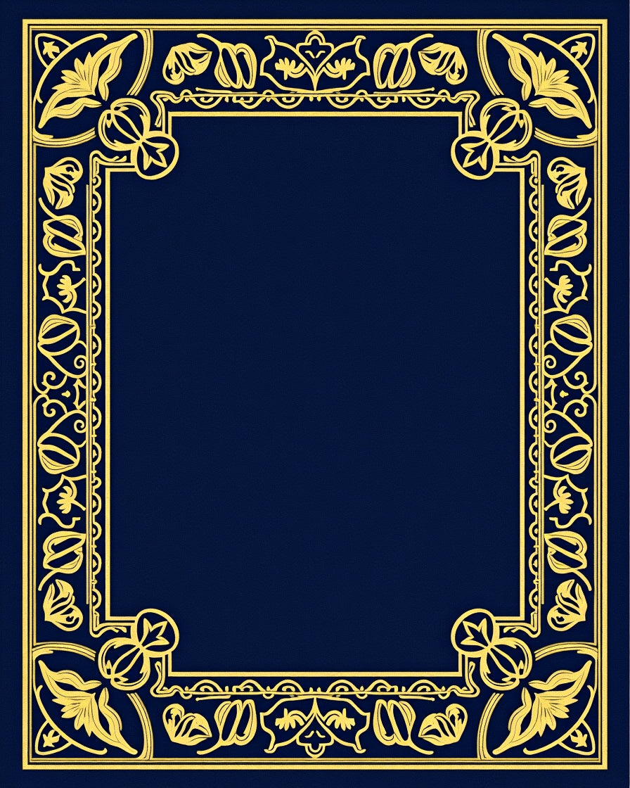 Elegant Gold Floral Border IndigoRug Rug