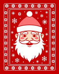 Jolly Santa Face Snowflake Border Rug