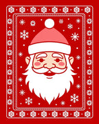 Jolly Santa Face Snowflake Border Rug