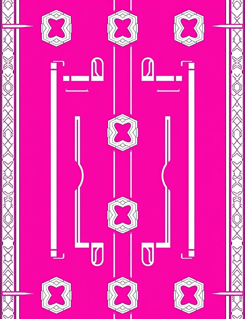 Hot Pink Geometric Hexagonal Medallion Rug