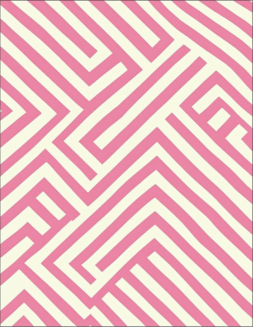 Soft Pink Geometric Maze Rug