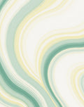 Pale Aqua Yellow Swirl Flow Rug