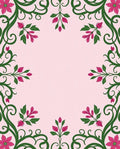 Pink Green Floral Swirl Vine Rug