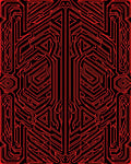 Cybernetic Tribal Red Geometric Maze Rug
