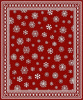 Crimson White Snowflake Scatter Border Rug