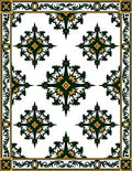 Green and Gold Starburst Frame Rug