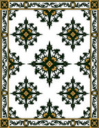 Green and Gold Starburst Frame Rug