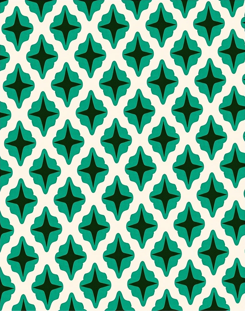 Teal Geometric Starburst Lattice Rug