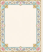 Pastel Floral Vines Scroll Frame Rug