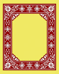 Crimson White Floral Geometric Border Rug