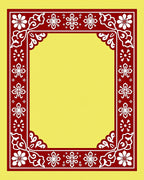 Crimson White Floral Geometric Border Rug