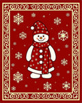 Festive Red Snowman Snowflake Border Rug