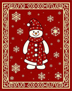 Festive Red Snowman Snowflake Border Rug