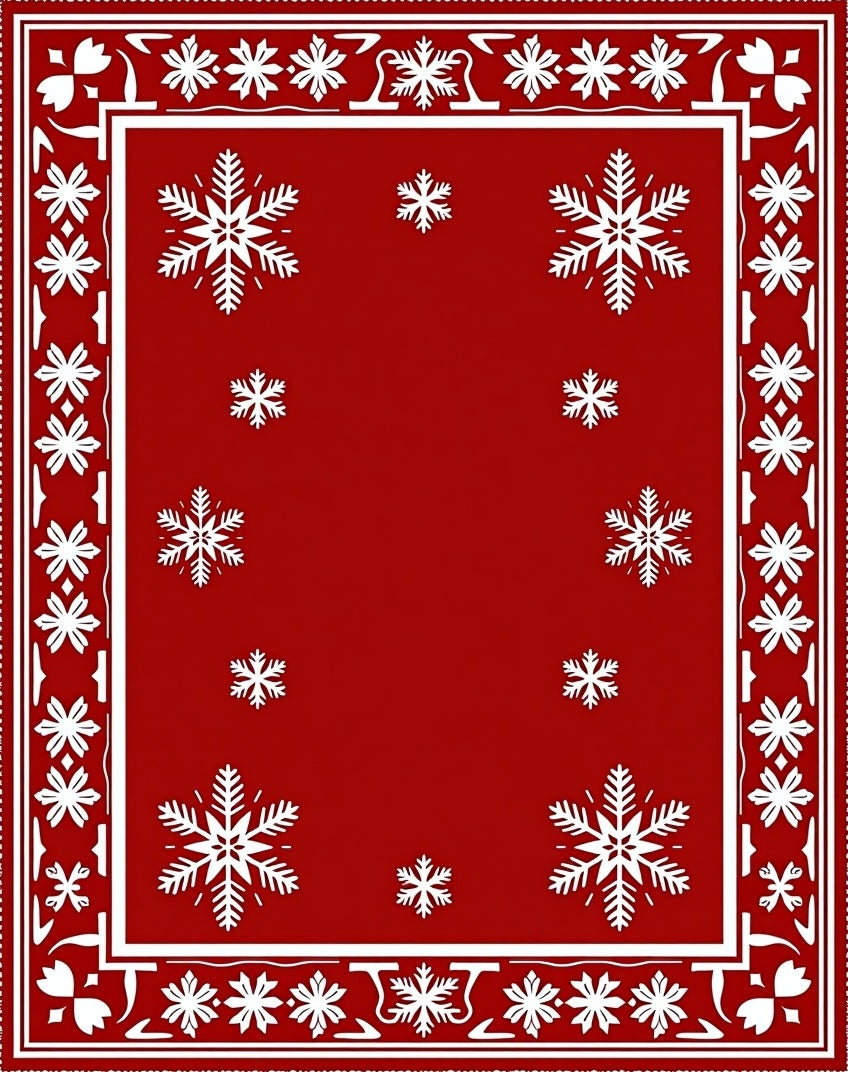 Crimson Snowflake Border Rug