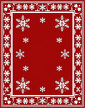 Crimson Snowflake Border Rug