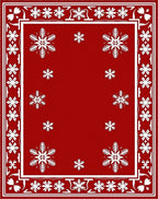 Crimson Snowflake Border Rug