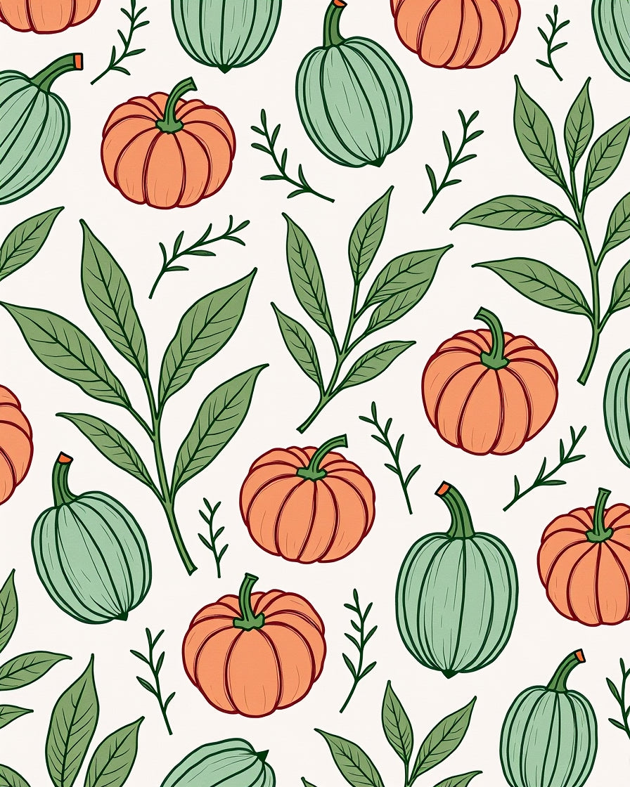Autumn Pumpkin Leaves Swirl Rug