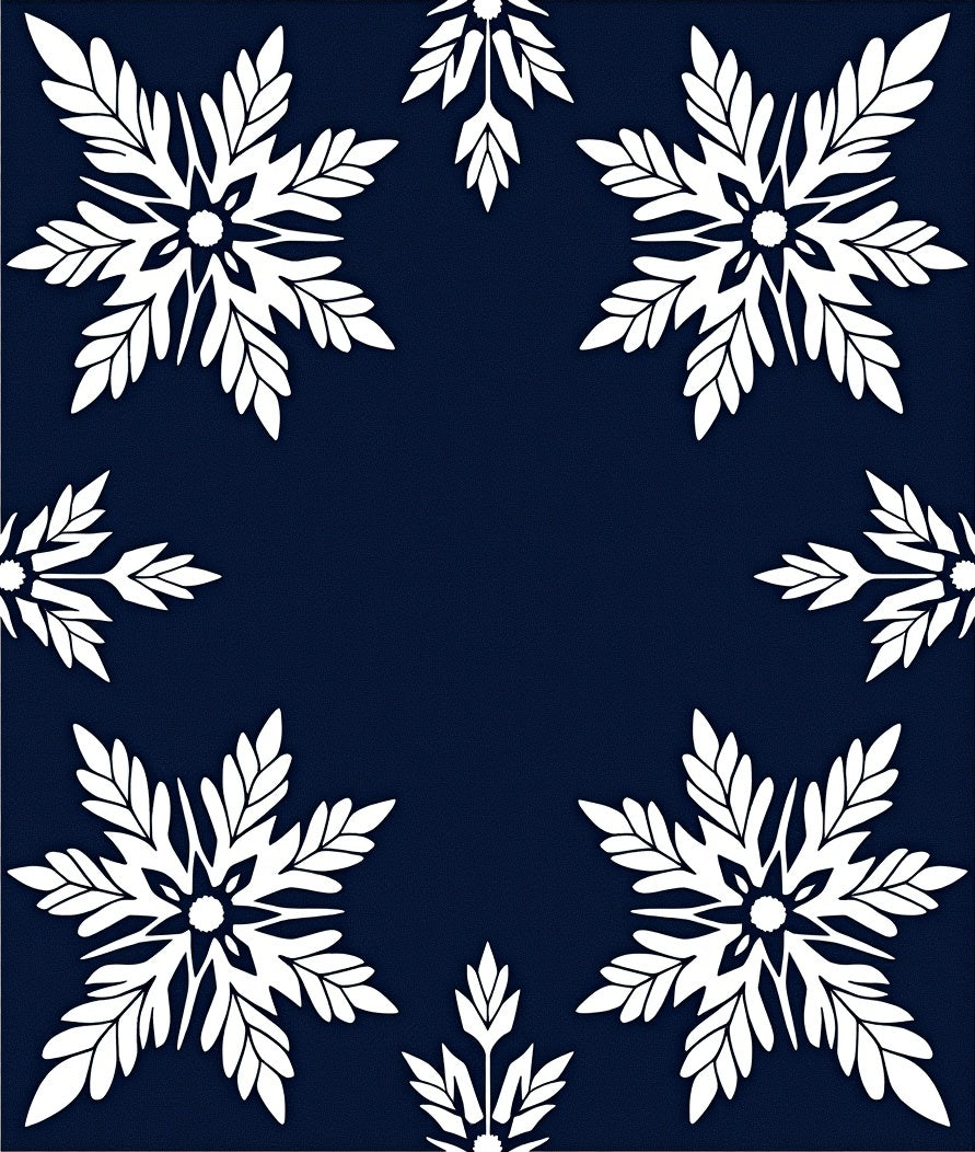 Chic Navy White Snowflake Frame Rug