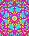 Vibrant Pink Teal Sunburst Mandala Rug