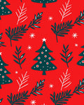 Festive Red Evergreen Tree Scatter Rug