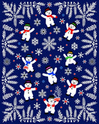 Cheerful Snowman Snowflake Garden Rug