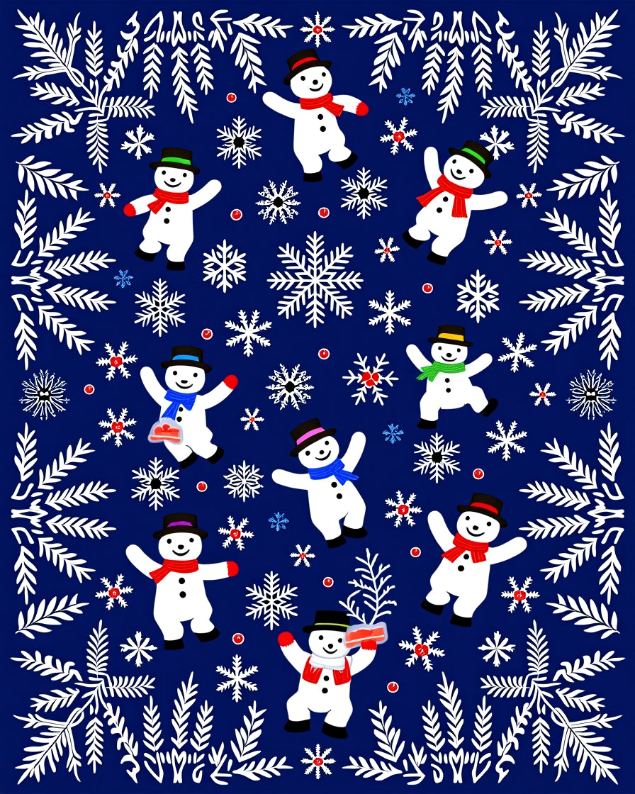 Cheerful Snowman Snowflake Garden Rug