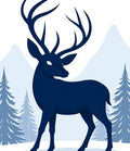 Navy Blue Bold Stag Winter Scene Rug