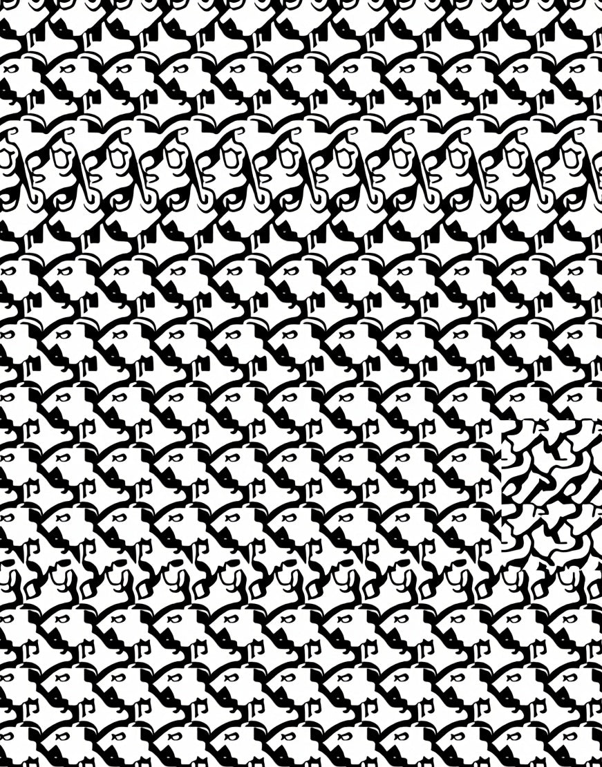 Black White Profile Repeat Rug