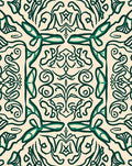Emerald Green Scrollwork Medallion Ivory Rug