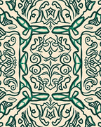 Emerald Green Scrollwork Medallion Ivory Rug