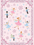 Pink Ballerinas and Nutcrackers Snowflakes Rug