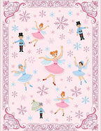 Pink Ballerinas and Nutcrackers Snowflakes Rug