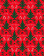 Vintage Red Green Christmas Tree Collage Rug