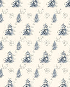 Winter Forest Evergreen Snowflakes Rug
