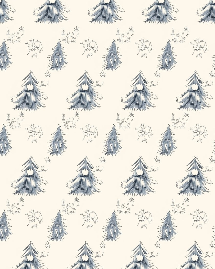 Winter Forest Evergreen Snowflakes Rug