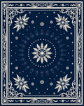 Navy Blue Snowflake Mandala Border Rug
