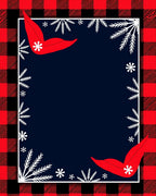 Red Black Buffalo Plaid Snowflakes Design Rug