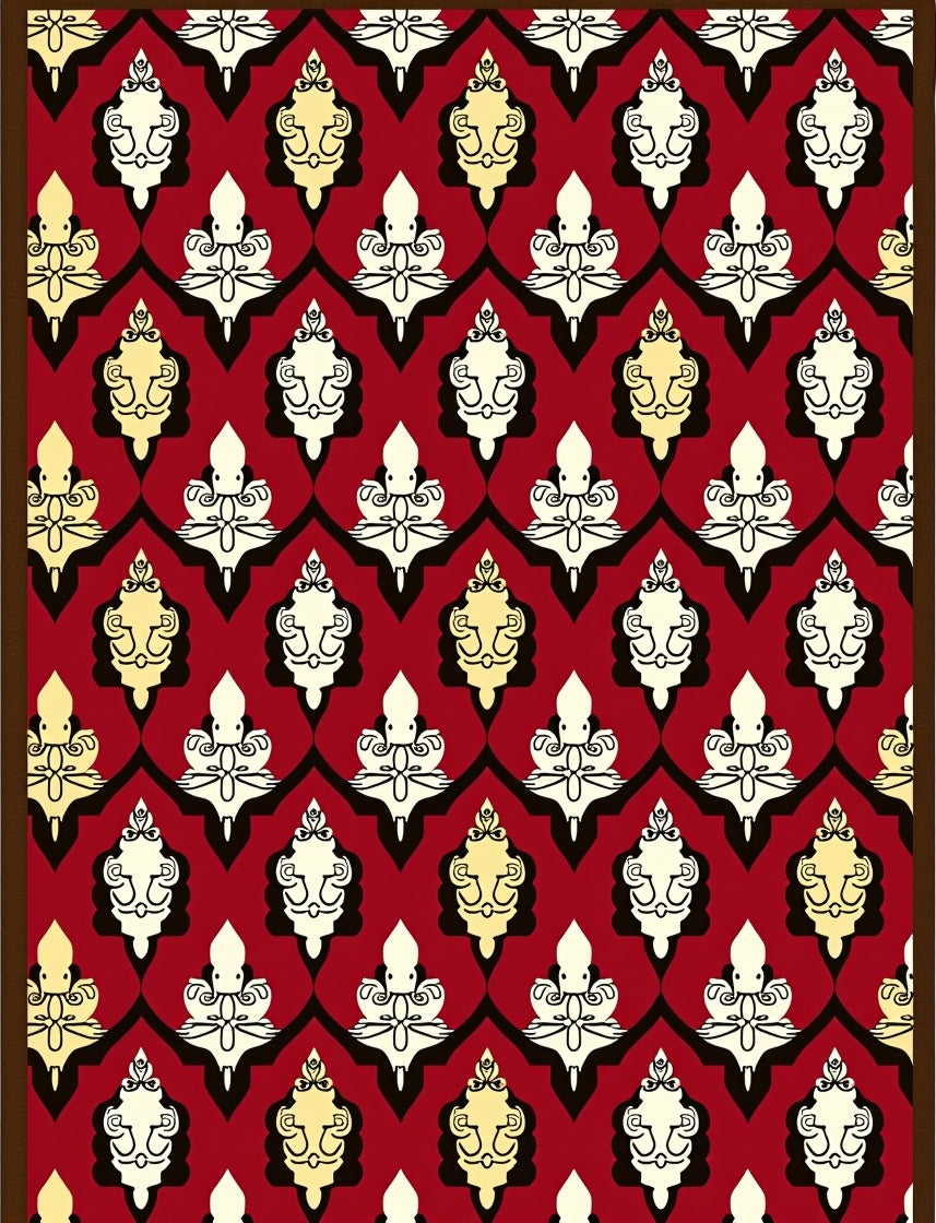 Crimson Red Ornate Paisley Motif Rug