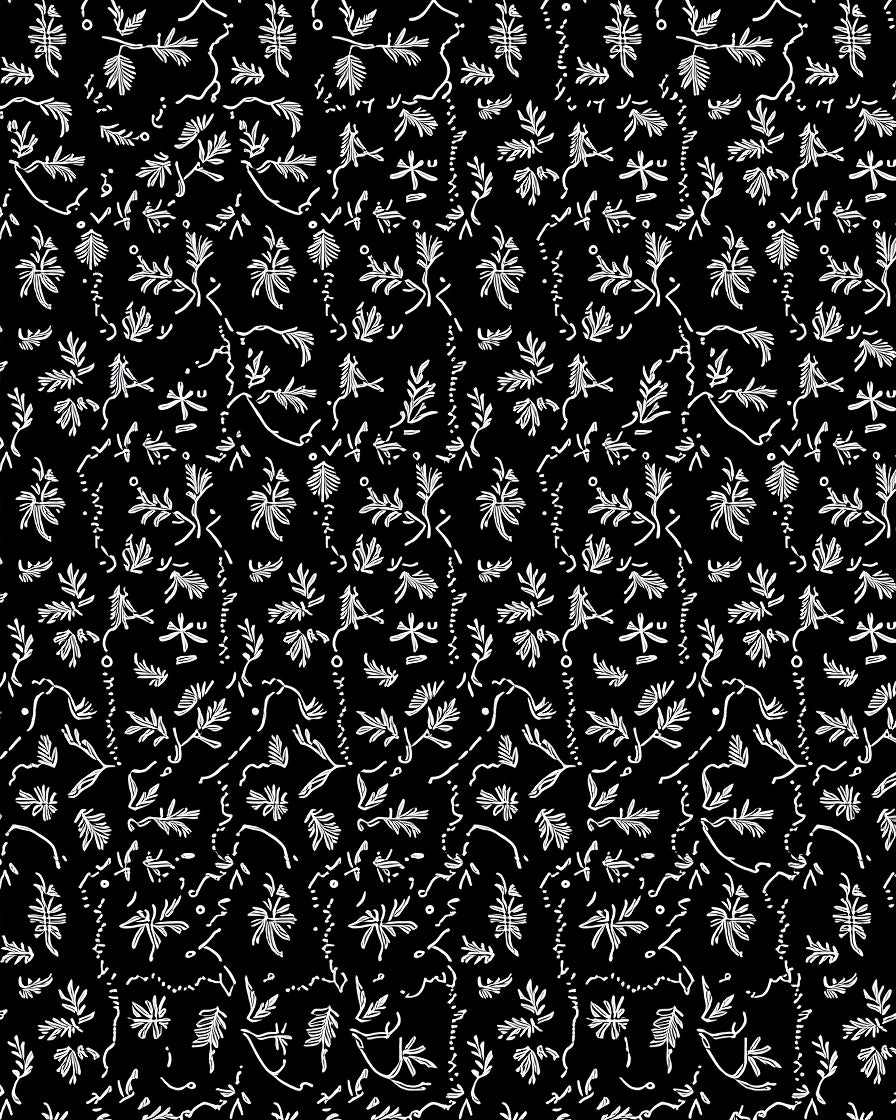 Black White Botanical Flourish Weave Rug