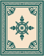 Earthy Teal Floral Garden Square Rug