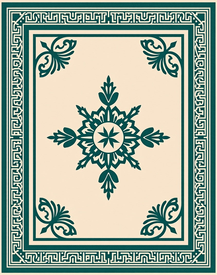 Earthy Teal Floral Garden Square Rug
