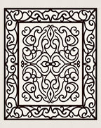 Black Scrollwork Medallion Border Rug
