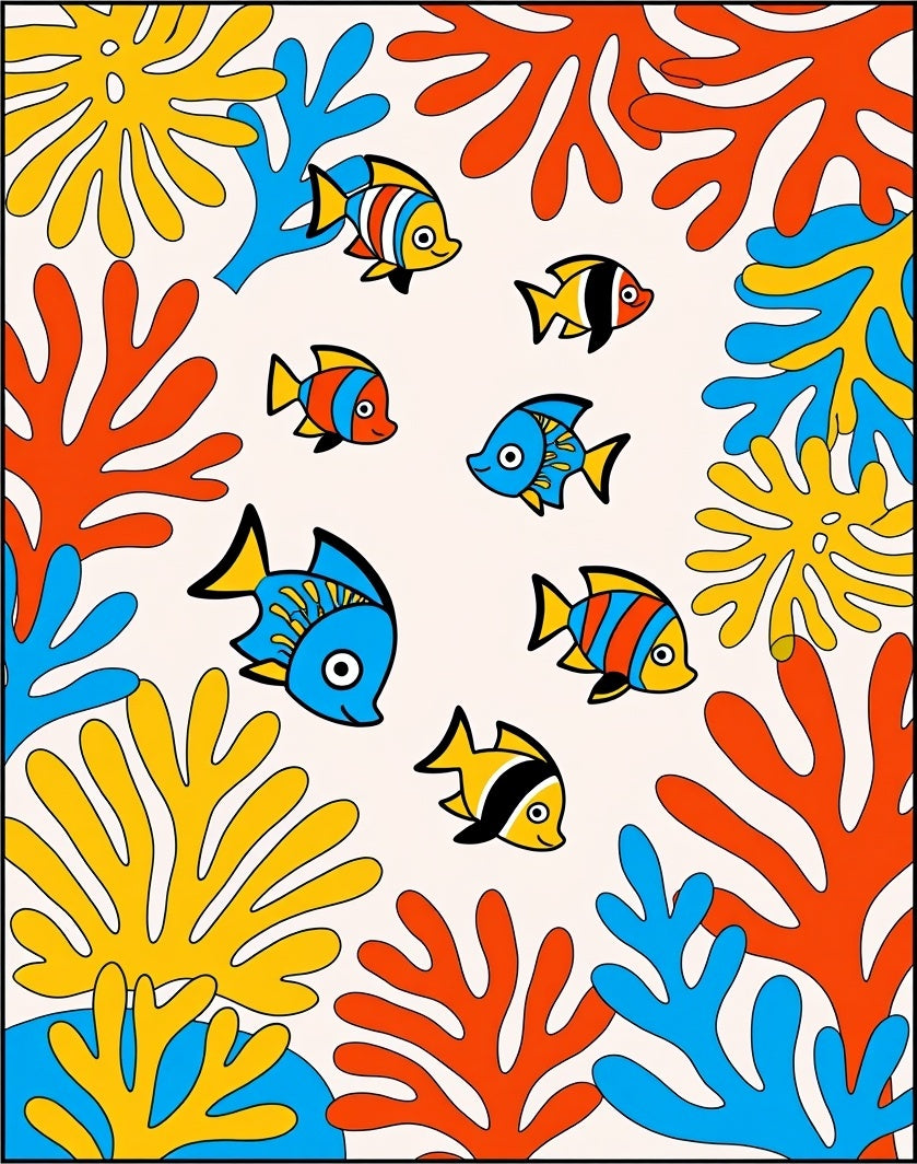 Playful Coral Reef Fish Scene Rug