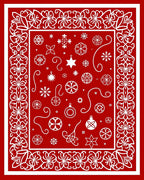 White Floral Snowflake Christmas Ornaments Rug