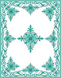 Turquoise Floral Medallion Border Rug