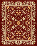 Deep Red Cream Floral Vine Medallion Rug